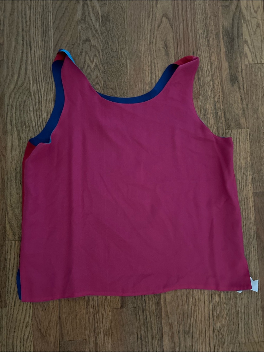 Color block Reversible Tank with pink and Blue colors 100% silk